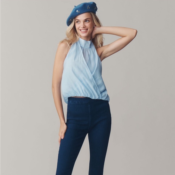 Anthropologie Layered Halter Sleeveless Top Sky Blue SZ XLG NWT Whimsical Fairy - Picture 3 of 11